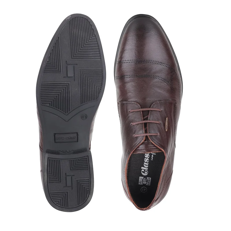 Red Chief حذاء رسمي رجالي من الجلد الطبيعي مريح بتصميم ديربي بني